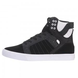 Cano Alto Supra SkyTop Feminino Pretas Branco | TGPKM9340