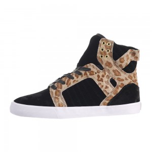 Cano Alto Supra SkyTop Feminino Pretas Leopardo | UKCHX9614