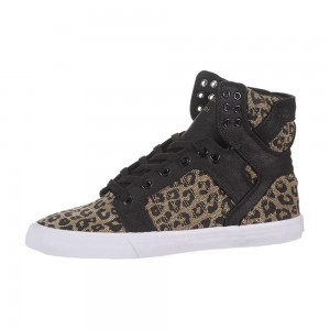 Cano Alto Supra SkyTop Feminino Pretas Leopardo | AQERP0239