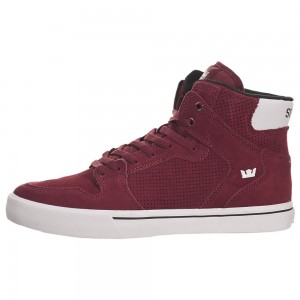 Cano Alto Supra Vaider Feminino Bordeaux Branco | PQNTL1702