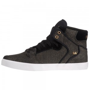 Cano Alto Supra Vaider Feminino Pretas Douradas | BEPZL2964