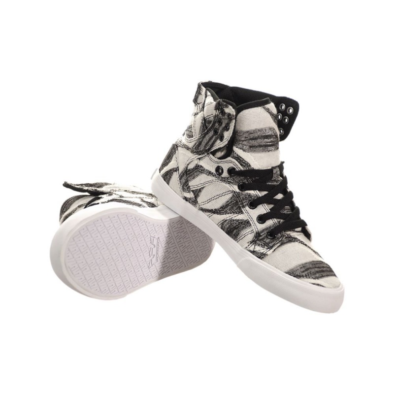 Cano Alto Supra SkyTop Feminino Branco Cinzentas | GAKXE3571