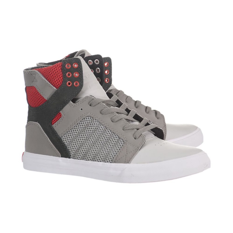 Cano Alto Supra SkyTop Feminino Cinzentas Vermelhas | VASFK4530