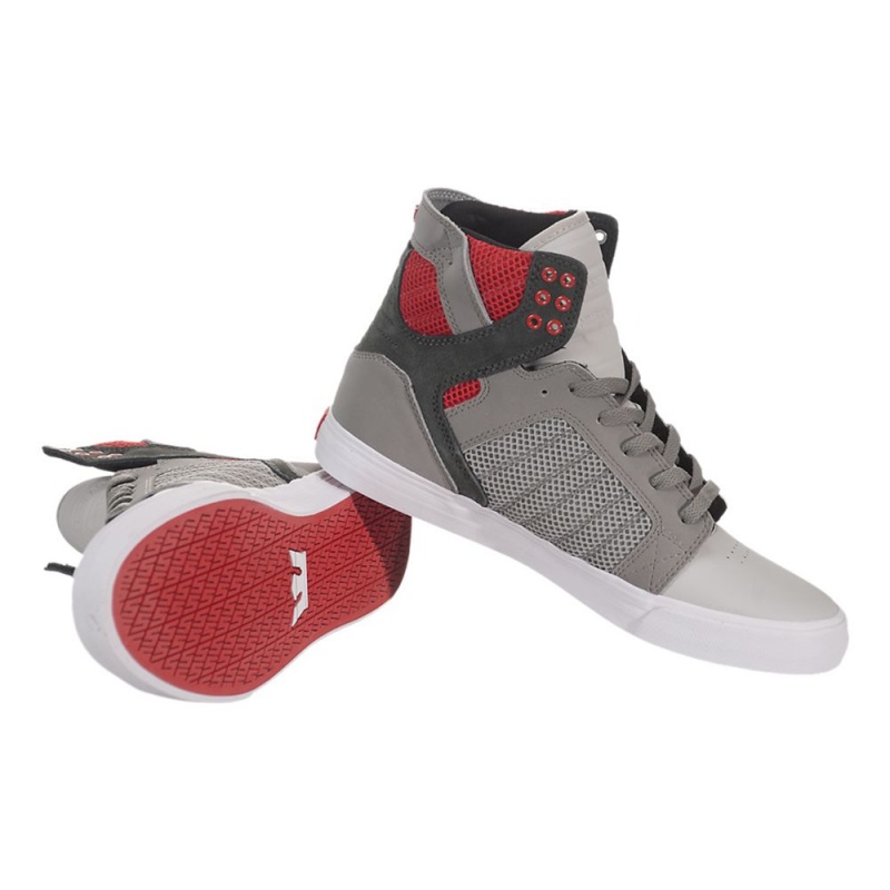 Cano Alto Supra SkyTop Feminino Cinzentas Vermelhas | VASFK4530