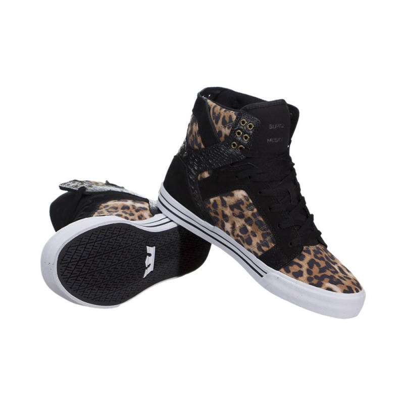 Cano Alto Supra SkyTop Feminino Leopardo Pretas | LOTRA6310