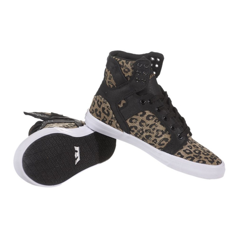 Cano Alto Supra SkyTop Feminino Pretas Leopardo | AQERP0239