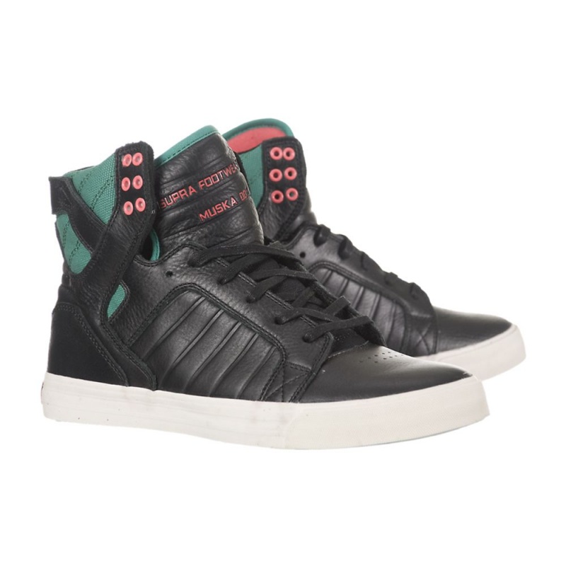 Cano Alto Supra SkyTop Feminino Pretas Verdes | KTQPB8173