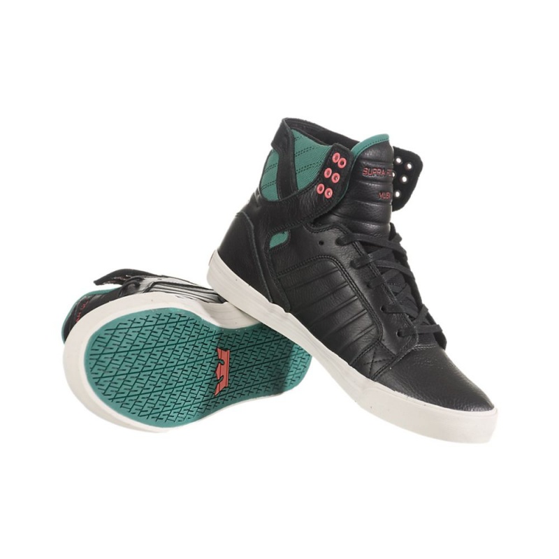 Cano Alto Supra SkyTop Feminino Pretas Verdes | KTQPB8173