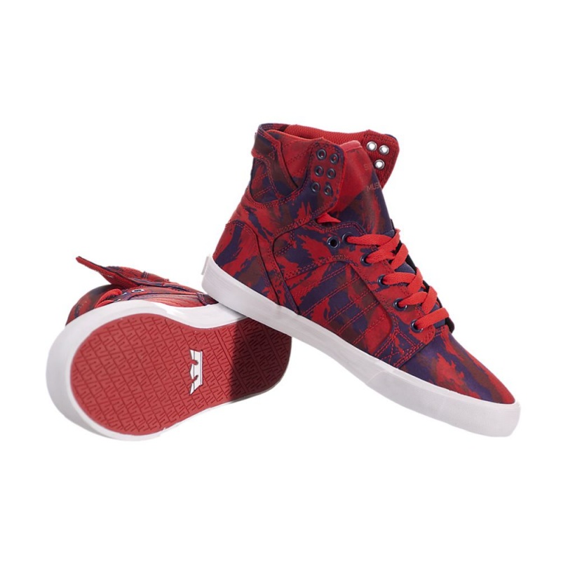 Cano Alto Supra SkyTop Feminino Vermelhas | UXZOD4367