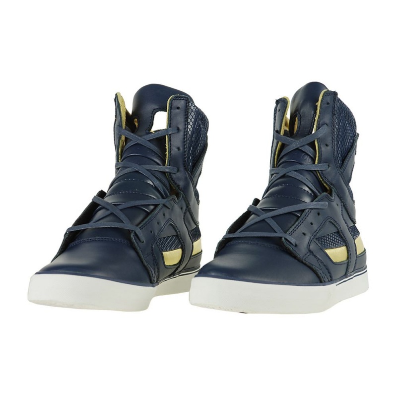 Cano Alto Supra SkyTop II Feminino Azul Marinho Douradas | XABHW4832