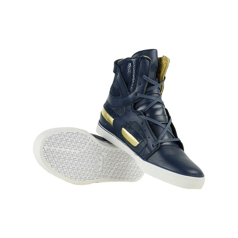 Cano Alto Supra SkyTop II Feminino Azul Marinho Douradas | XABHW4832