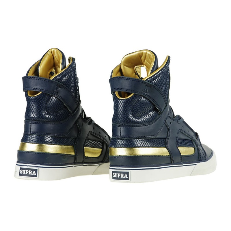 Cano Alto Supra SkyTop II Feminino Azul Marinho Douradas | XABHW4832