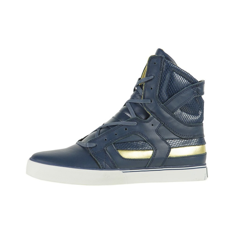 Cano Alto Supra SkyTop II Feminino Azul Marinho Douradas | XABHW4832