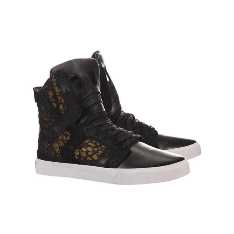 Cano Alto Supra SkyTop II Feminino Pretas Douradas | PQSEL6537