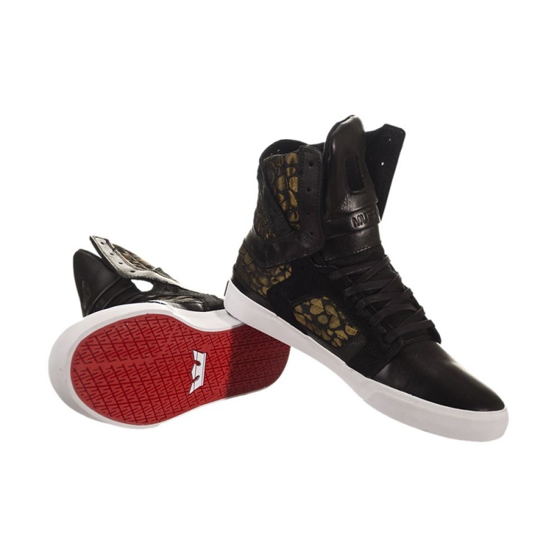 Cano Alto Supra SkyTop II Feminino Pretas Douradas | PQSEL6537