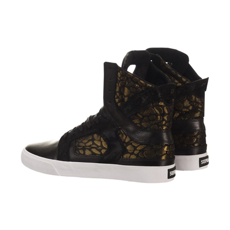 Cano Alto Supra SkyTop II Feminino Pretas Douradas | PQSEL6537