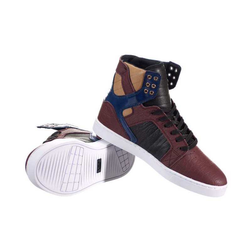 Cano Alto Supra SkyTop LX Feminino Bordeaux Azul Marinho | VZMTR3485