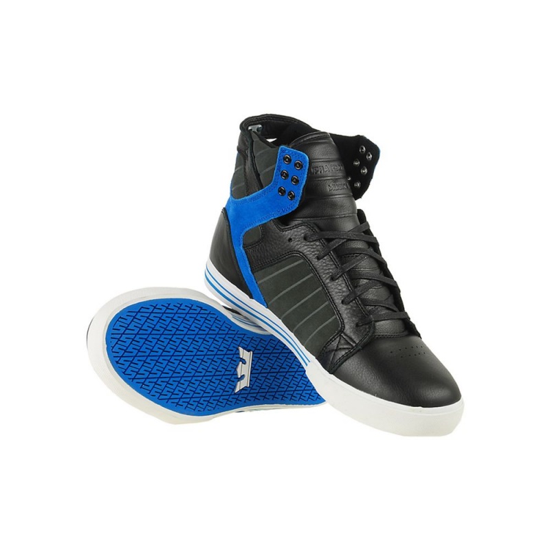 Cano Alto Supra SkyTop Masculino Pretas Azuis | IHSXP2649