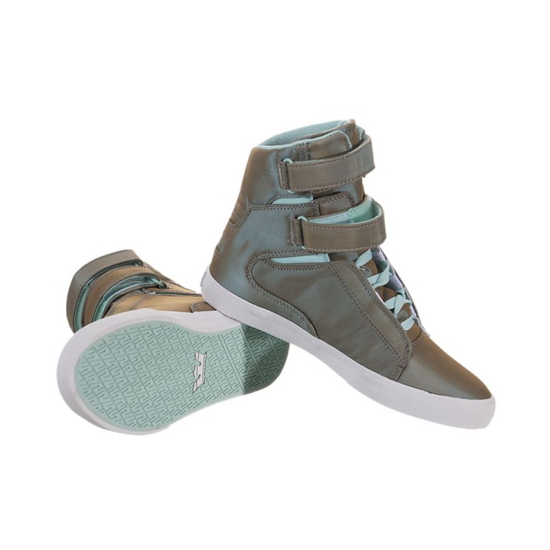 Cano Alto Supra Society Feminino Marrom Azuis | WJCLY4025