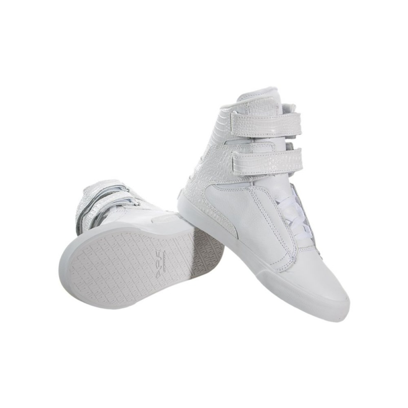 Cano Alto Supra Society II Feminino Branco Cinzentas | QMWAR6420