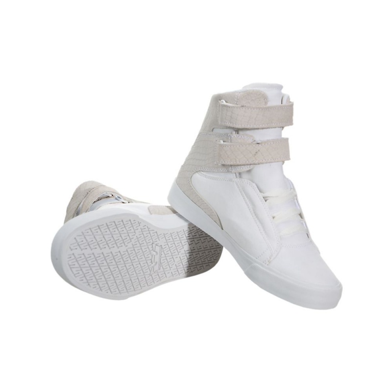 Cano Alto Supra Society II Feminino Branco Cinzentas | XCHDQ0341