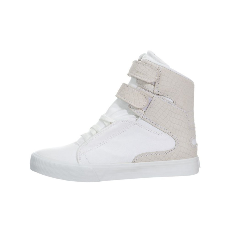 Cano Alto Supra Society II Feminino Branco Cinzentas | XCHDQ0341