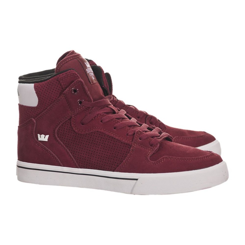 Cano Alto Supra Vaider Feminino Bordeaux Branco | PQNTL1702