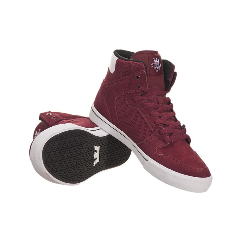 Cano Alto Supra Vaider Feminino Bordeaux Branco | PQNTL1702