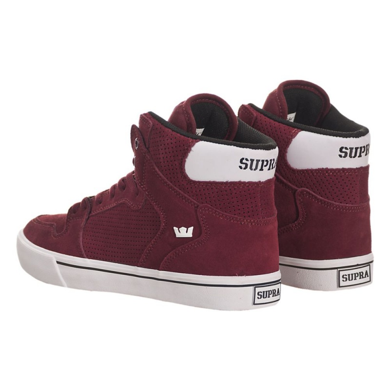 Cano Alto Supra Vaider Feminino Bordeaux Branco | PQNTL1702