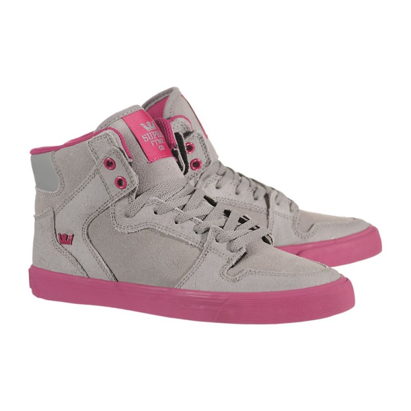 Cano Alto Supra Vaider Feminino Cinzentas Rosa | FXSVP1586