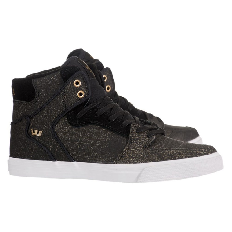 Cano Alto Supra Vaider Feminino Pretas Douradas | BEPZL2964