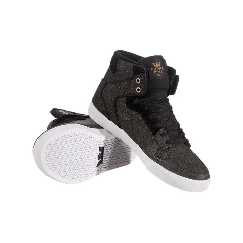 Cano Alto Supra Vaider Feminino Pretas Douradas | BEPZL2964