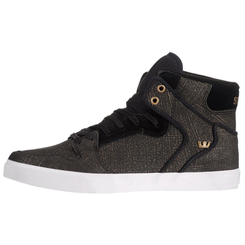 Cano Alto Supra Vaider Feminino Pretas Douradas | BEPZL2964