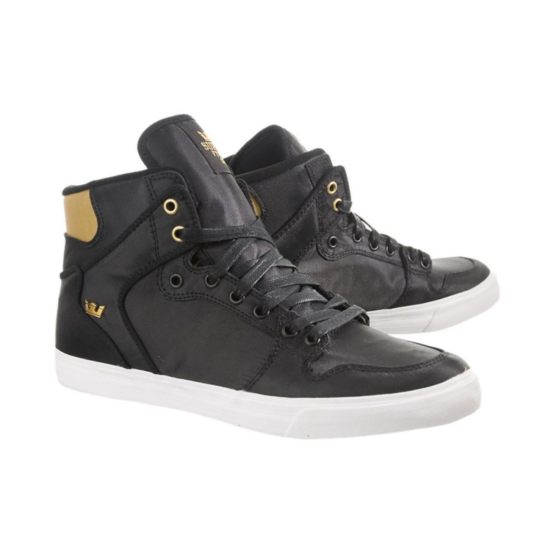 Cano Alto Supra Vaider Feminino Pretas Douradas | EQVUR9578