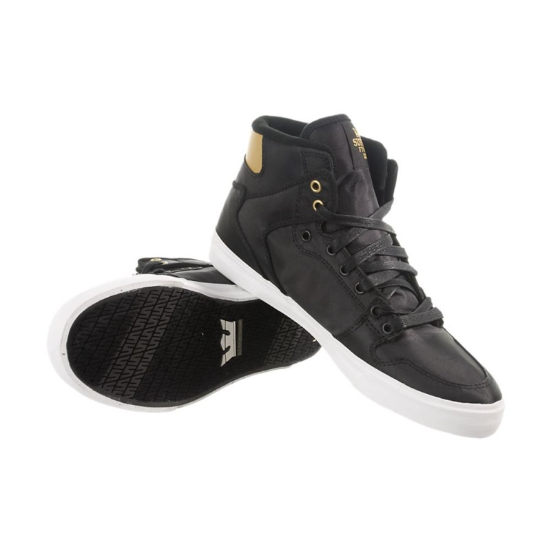 Cano Alto Supra Vaider Feminino Pretas Douradas | EQVUR9578