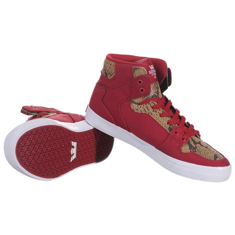 Cano Alto Supra Vaider Feminino Vermelhas Marrom | XPSKQ7652