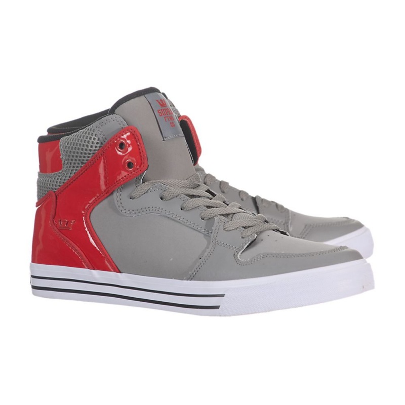 Cano Alto Supra Vaider Masculino Cinzentas Vermelhas | XZEBJ7510