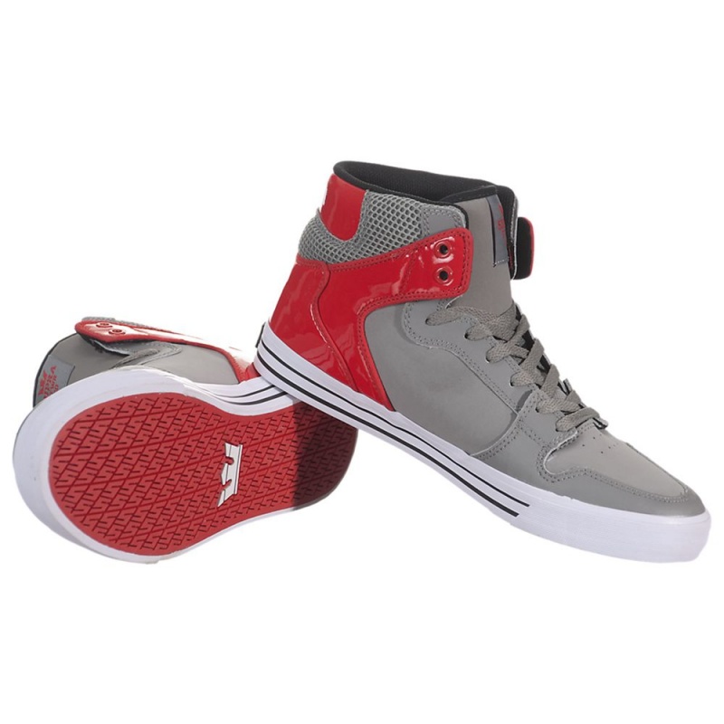 Cano Alto Supra Vaider Masculino Cinzentas Vermelhas | XZEBJ7510