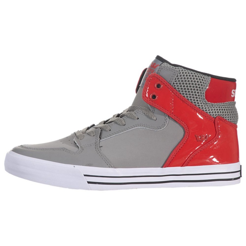 Cano Alto Supra Vaider Masculino Cinzentas Vermelhas | XZEBJ7510