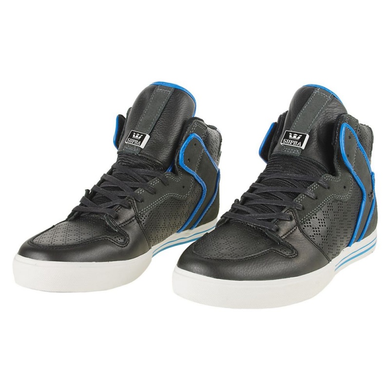 Cano Alto Supra Vaider Masculino Pretas Azuis | KOAQG9723