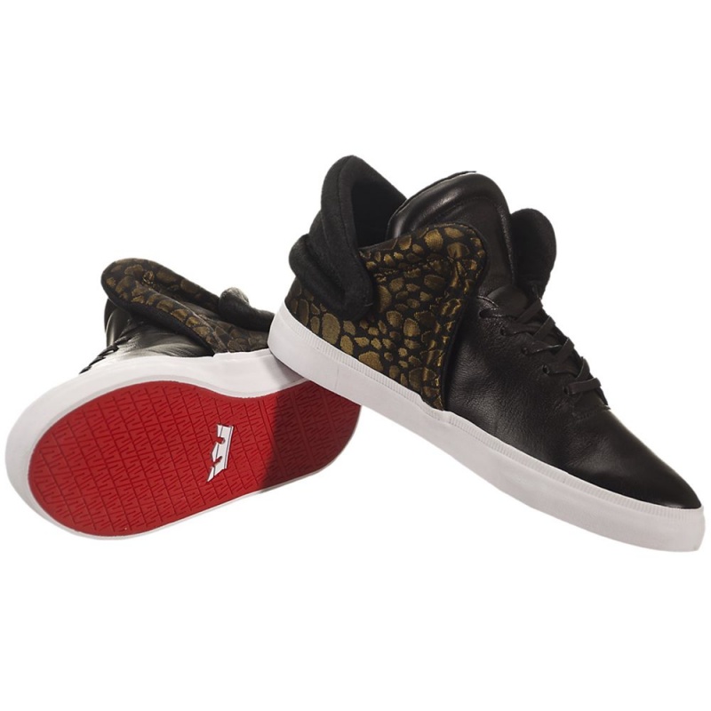 Sapatilhas Supra Falcon Feminino Pretas Douradas | OATWE7354