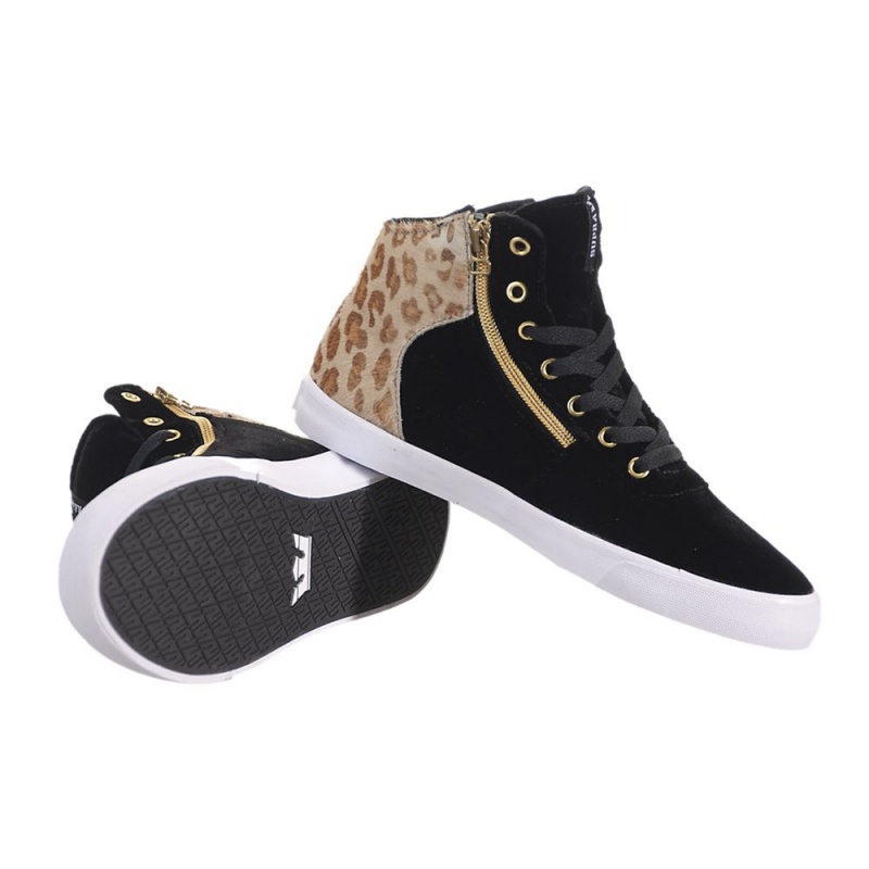 Tenis Skate Supra Cuttler Feminino Pretas Leopardo | AIPXJ2693