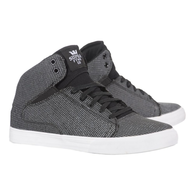 Tenis Skate Supra Society Medio Feminino Pretas Branco | QAIKB7590